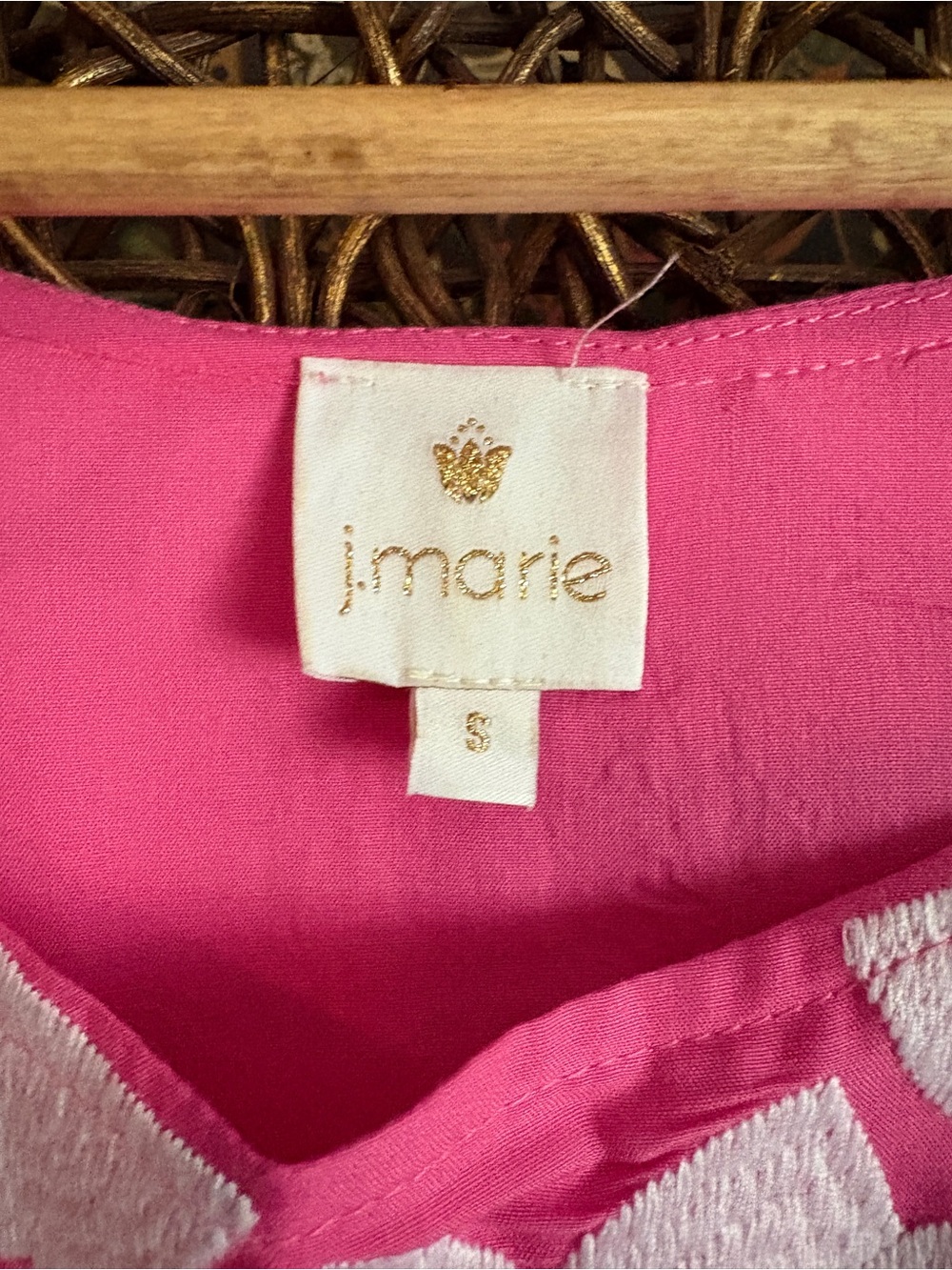 J. Marie Pink White Embroidered Bird Floral Shift Dress Small Palm Beach Resort - Picture 2 of 4